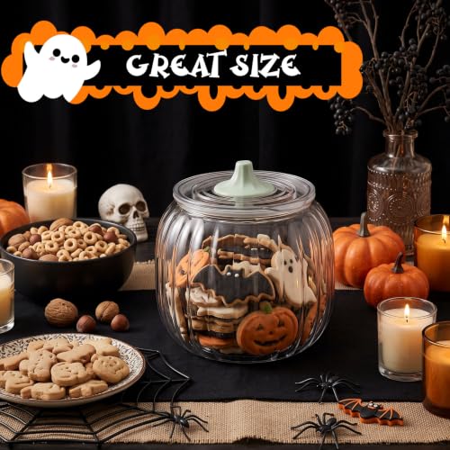 Plastic Halloween Pumpkin Jar with Lid 64oz Airtight Candy Storage - Common Style