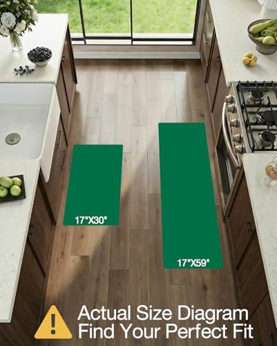 LUMI Anti-Fatigue Kitchen Mats Set of 2 - Cream & Dark Brown, 59" & 30" Length