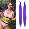 2 Pack 26 Inch Purple Ponytail Extensions with Elastic Tie for Women - Hot Water Shaping
