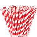 Red Biodegradable Striped Paper Drinking Straws - 100 Pack for Parties