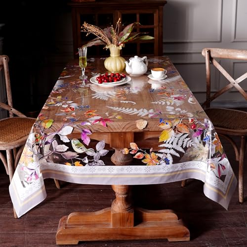 Clear Vinyl Table Cover Protector 52x70 Inches - Birds Design, Waterproof