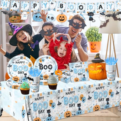 Blue Halloween Boo Day Party Decorations Set - 142 Pieces for Kids & Celebrations