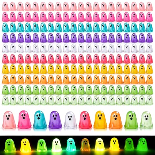 200pcs Glow-in-the-Dark Mini Ghost Figurines for Halloween Decorations