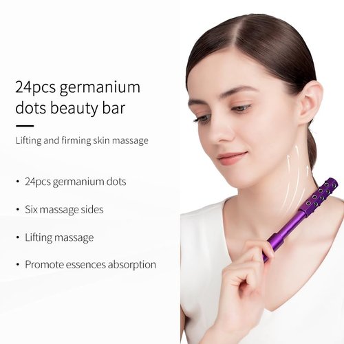 Betypura Facial Roller - Uplift Facial Massaging Beauty Roller, Face Massager Roller, Face Rollers for Women, Portable 7.6" Purple Beauty Roller for Face, Eye, Neck, Chin, Skin - 24-Stone