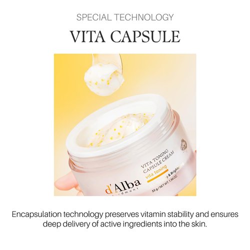 d'alba Piedmont Vita Toning capsule Cream, Deep Hydration Face Moisturizer, Glass Skin with Vita-Cera Oil Capsules, Deep Hydration Face Moisturizer (1.94 oz.)