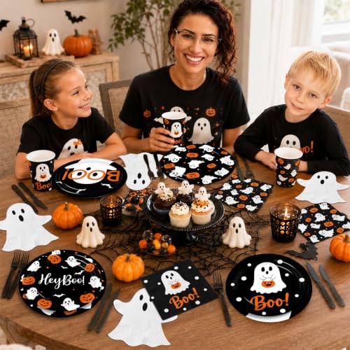 Halloween Party Supplies Kit for 24 Guests with Ghost and Pumpkin Decor