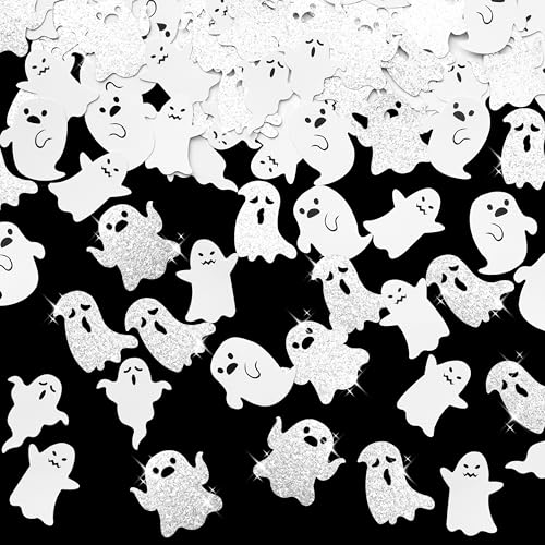 Halloween Ghost Confetti Set - 300 Glitter Paper Scatters for Party Decor