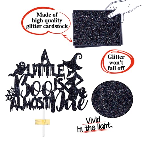 Halloween Baby Shower Cake Topper - Spooky Ghosts & Witches Glitter Decor