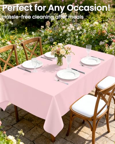 Disposable Pink Plastic Tablecloth 54x108 Inches - Pack of 4 for Events