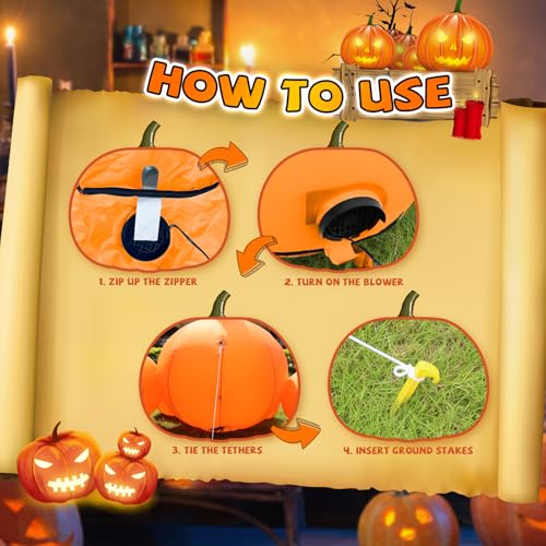 Halloween Inflatable Pumpkins with LED Lights - 8.7 Ft Yard Decoration for Garden & Lawn