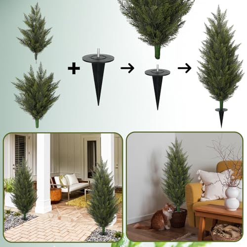 Artificial Topiary Trees Set 3.6FT Outdoor UV Resistant Shrubs - Green / 2