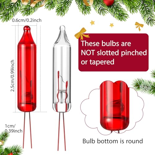 Incandescent Mini Christmas Light Bulbs - Warm Red Replacement for 50/100/150/200 Count String Lights