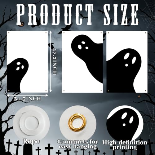 Halloween Ghost Window Silhouettes - Spooky Holiday Decor Set of 3