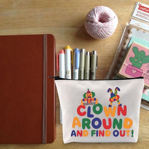 Canvas Cosmetic Bag with Zipper - Large Makeup & Travel Organizer, Clown Gift Idea