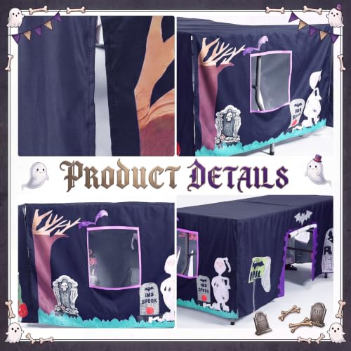 Halloween Haunted House Tablecloth - Large 67x25.5x40 Inch, Black, Classic Theme