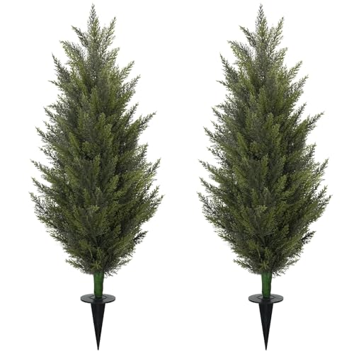 Artificial Topiary Trees Set 3.6FT Outdoor UV Resistant Shrubs - Green / 2
