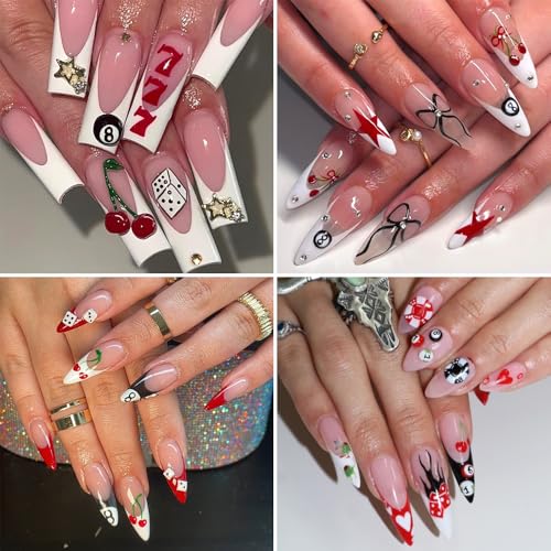 Cartoon Pool & Dice Nail Art Stickers - 4 Sheets 5D Embossed Self-Adhesive