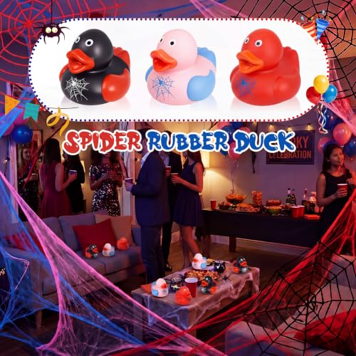 Deekin 24 Pcs Halloween Spider Rubber Ducks - 2 Inch Spider Theme Party Favors