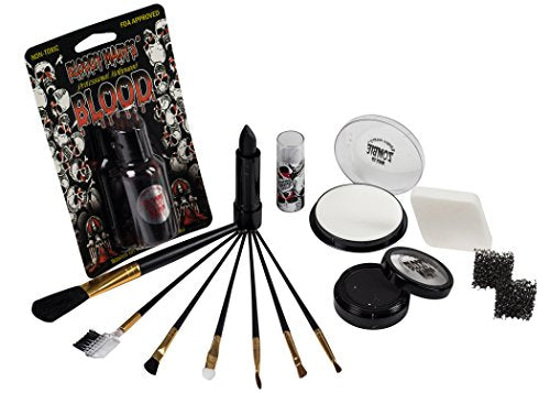 Skeleton Makeup Kit for Halloween and Horror FX - Face Paint, Blood, Brushes