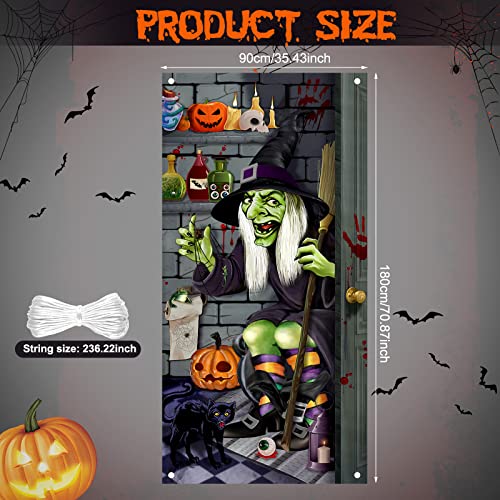 Large Halloween Witch Door Cover with Rope - Party Decor for Festive Atmosphere