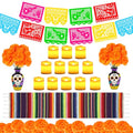 Day of the Dead Decor Set with Marigold Banners Candles and Table Runner