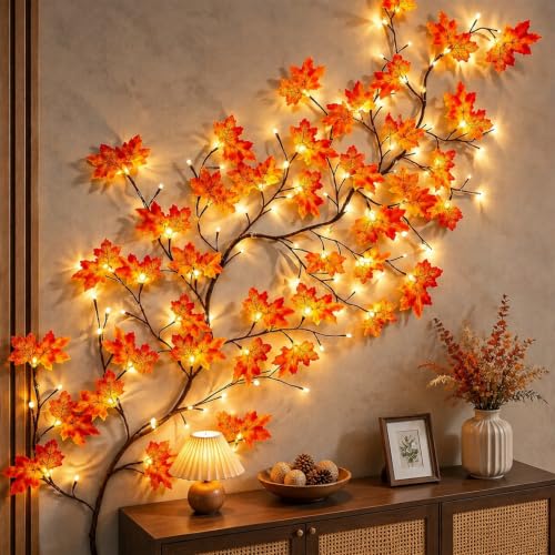 7.5FT Autumn Maple Leaf LED String Lights with USB & Remote Control
