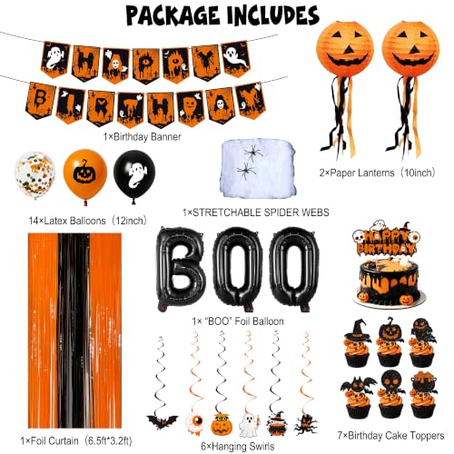 Halloween Birthday Party Decorations Set - Black & Orange Party Supplies for Kids & Adults