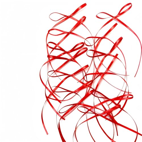 BAISUYANG 20 Pcs Long Slender Bow Cake Toppers - Red Wedding & Party Decor