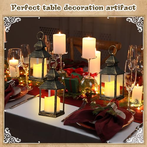 Decorative Lanterns with Flameless Candles - Black, 8 Pack