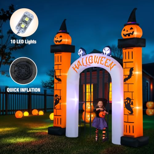 Giant 11FT Halloween Inflatable Pumpkin Archway with LED Lights - Outdoor Decor Variation of Pumpkin Arch