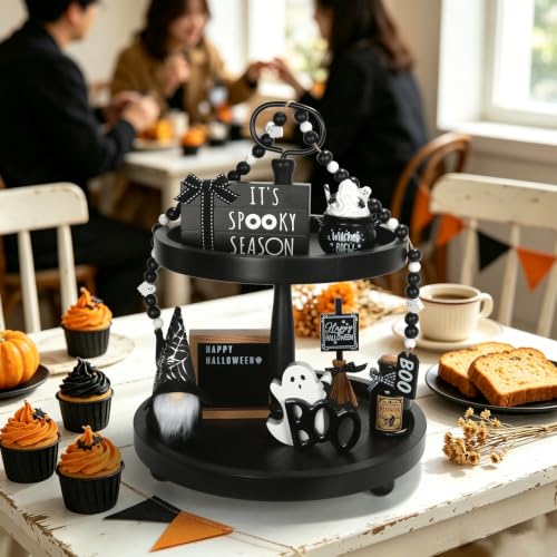 Halloween Tiered Tray Decor Set - 8 Pieces for Indoor Seasonal Display