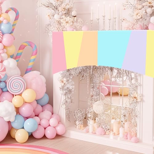 Candy Themed Floor Runner - Pastel Style Macaron Candy Party Decor, 118 x 39 inches