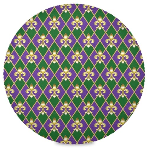 Mardi Gras Placemats Set of 6 - Gold, Green, Purple Fleur de Lis Table Mats 12x18"