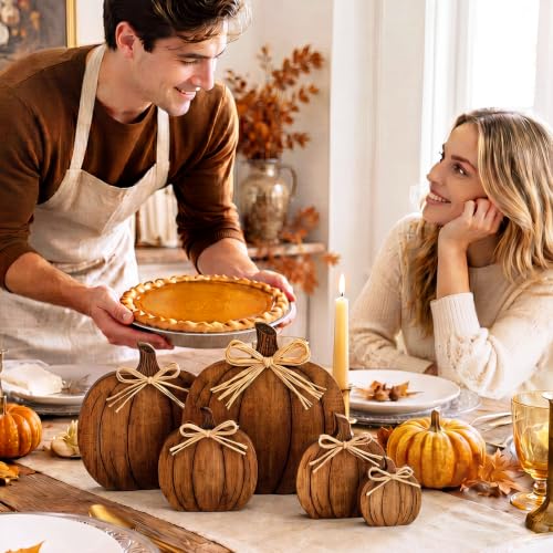 Gerrii 5-Piece Rustic Wooden Fall Pumpkin Decor Set - Classic Style