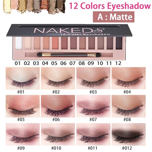 Matte Color Eyeshadow Makeup Kit with 12 Shades - Full Face & Gift Set