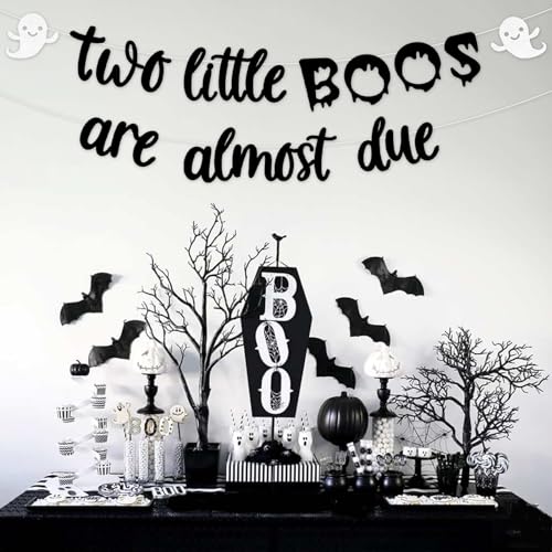 Halloween Twins Bunting Banner with Ghosts - Baby Shower & Party Decor