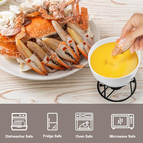 12.8oz Ceramic Butter Warmer for Seafood with Stand & Tealight Candles - Melter Set