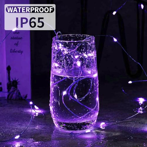 Purple Fairy String Lights 7ft 20 LED Waterproof Battery Operated - 24 Pack