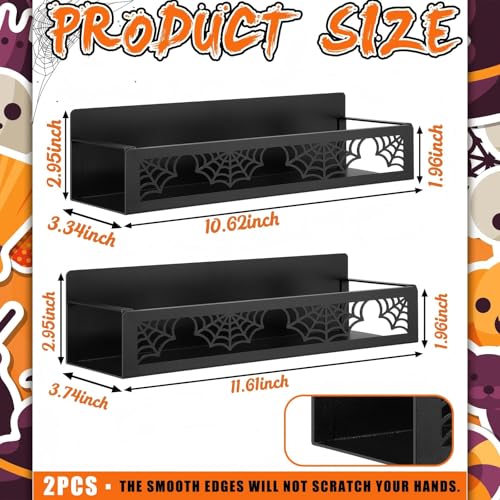 Magnetic Spice Rack Set for Refrigerator - Black Spider Web Design, 2 Pcs