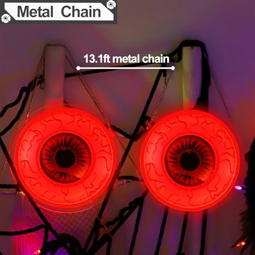 Halloween Window Decorations Indoor LED Lights - Red Eyeball Neon Signs 2 Pack - USB & Battery Powered