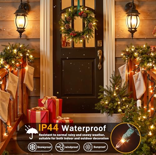 Warm White Christmas String Lights 2-Pack, 50 LEDs, 13ft Connectable Indoor Outdoor