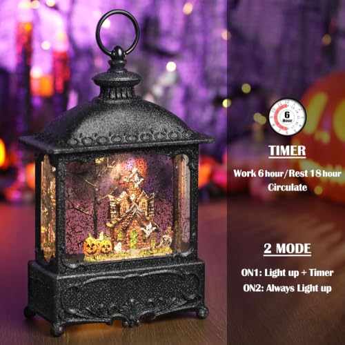 Halloween Snow Globe Lantern - Haunted House Variation - Spooky Decor