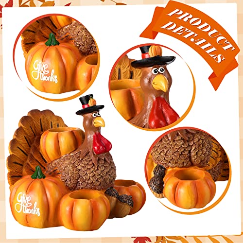 Thanksgiving Turkey Candle Holder with Pumpkin Compartments - Fall Table Decor