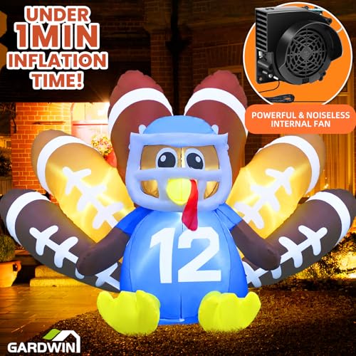 8FT Thanksgiving Inflatable Turkey with LED Lights - Outdoor Garden Decor - Variation of Turkey #12