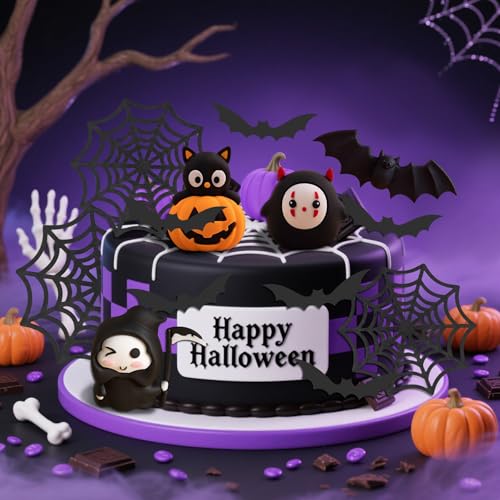 Halloween Cake Toppers Pumpkin Spider Web Decorations Set - 14 pcs