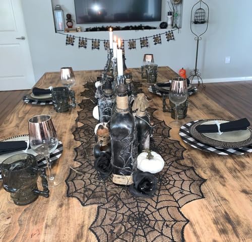 Halloween Table Runner Black Lace Spider Web 4-Pack 18x72 Inches - Variation of THIS listing