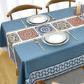 C-Blue Vinyl Rectangular Tablecloth 55x86 Inches Waterproof Outdoor PVC