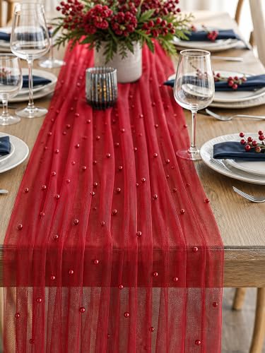 Burgundy Pearl Gauze Table Runner 120 Inch 10PCS - Wedding & Party Decor Variation of THIS listing