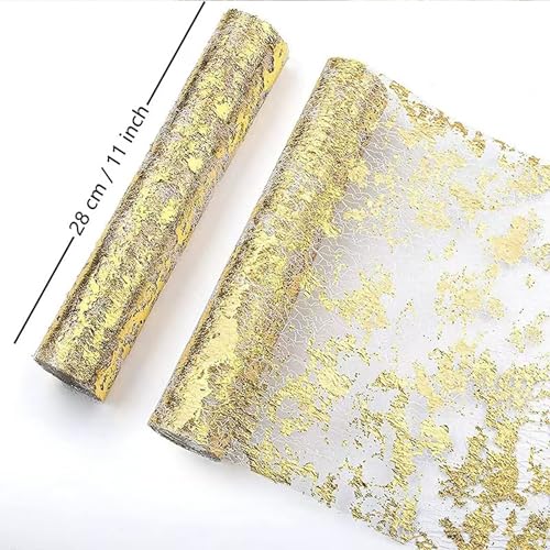 Gold Mesh Table Runner 11x197 Inch Metallic Wedding & Holiday Decor