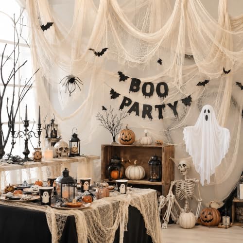 Beige Halloween Gauze Cloth Fabric - Creepy Decor Tapestry - 5 Pack